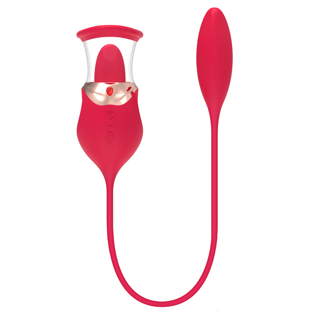Rose Sex Toy 4 In 1 Tongue Licking Thrusting G Spot Vibrator Clitoral Nipple Sucker Pump Stimulator